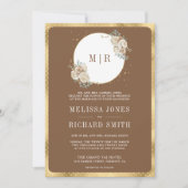 Elfenbeinbraun Beige Blütengoldblüte auf einer Hoc Einladung (Vorderseite)