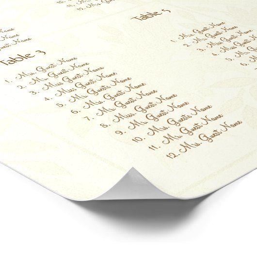 Elfenbeinbraun Muster Baumstruktur Sitzplätze 12 T Poster (Ecke)