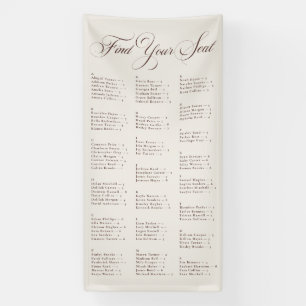 Elfenbeinbraunes alphabetisches Hochzeitssitzplan Banner