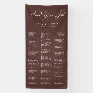 Elfenbeinbraunes alphabetisches Hochzeitssitzplan Banner
