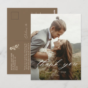 Elfenbeinbraunes Vintage-Botanik-Foto-Hochzeit  Postkarte