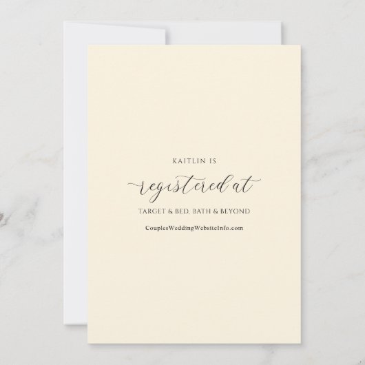 ElfenbeinBrautparty Elegant Delikate Kalligraphie Einladung (Rückseite)