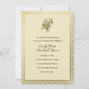 Elfenbeinchristuskreuz-Lilien Hochzeitseinladung Einladung