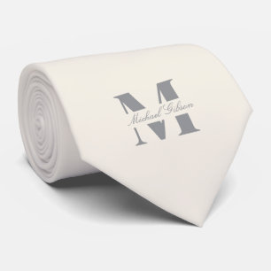 Elfenbeincreme Benutzerdefinierte Monogramm-Hoch Krawatte
