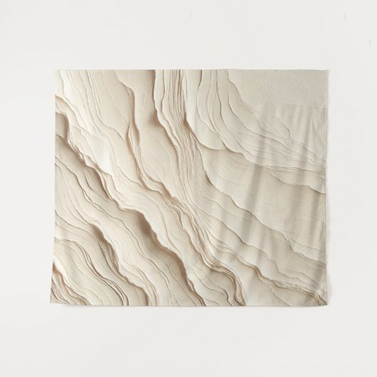 Elfenbeincreme Bohemisch Boho Textured Look Wandteppich (Vorderseite (Horizontal))