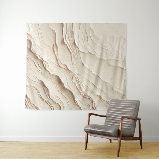 Elfenbeincreme Bohemisch Boho Textured Look Wandteppich (Beispiel (Horizontal))