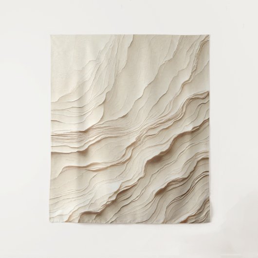 Elfenbeincreme Bohemisch Boho Textured Look Wandteppich (Vorderseite)