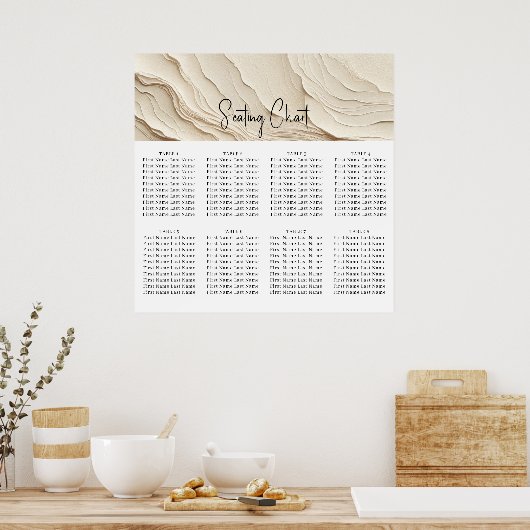 Elfenbeincreme Bohemisch texturierte Hochzeit Poster (Küche)