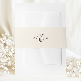 Elfenbeincreme Elegant Einfache Monogram-Hochzeit Einladungsbanderole