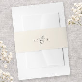 Elfenbeincreme Elegant Einfache Monogram-Hochzeit Einladungsbanderole