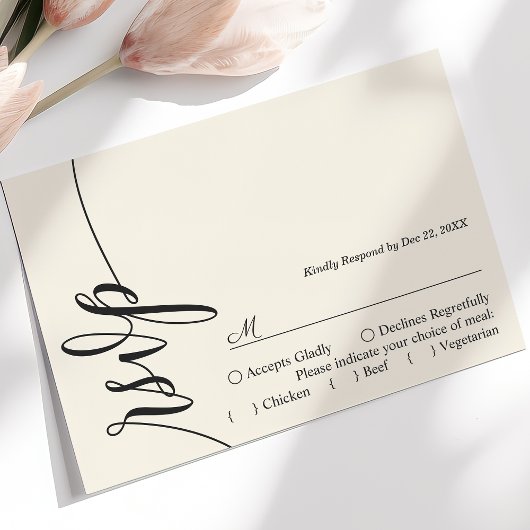 Elfenbeincreme Elegante Calligrafy Wedding RSVP Ca
