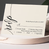 Elfenbeincreme Elegante Calligrafy Wedding RSVP Ca