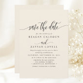 Elfenbeincreme Elegante Kalligraphie Save the Date
