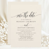 Elfenbeincreme Elegante Kalligraphie Save the Date