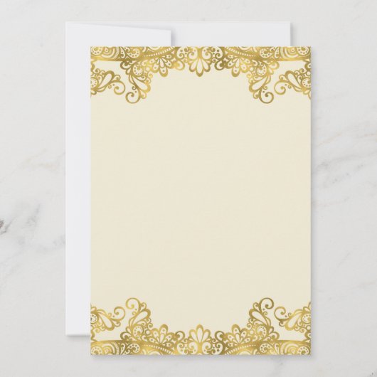 Elfenbeincreme & Gold Spitzen Elegant Sweet 16 Par Einladung (Rückseite)