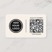 Elfenbeincreme-Logo-Scan-Code-Kontakt-Geschäftskar Visitenkarte (Rückseite)