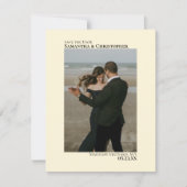 Elfenbeincreme-Vertikales Foto Minimalistische Hoc Save The Date (Vorderseite)