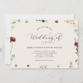 Elfenbeincreme-Wildblumen: Hochzeit der Einladung (Vorderseite)