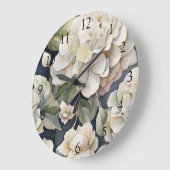 Elfenbeincremesonde Hydrangeas Große Wanduhr (Winkel)