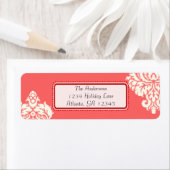 Elfenbeindamask auf rosa mit Rot (Insitu)