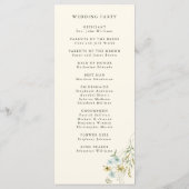 Elfenbeindelikate Wildblume Moderne Boho Wedding Programm (Rückseite)