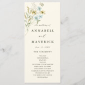 Elfenbeindelikate Wildblume Moderne Boho Wedding Programm (Vorderseite)