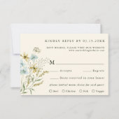Elfenbeindelikate Wildblume Moderne Boho Wedding RSVP Karte (Vorderseite)