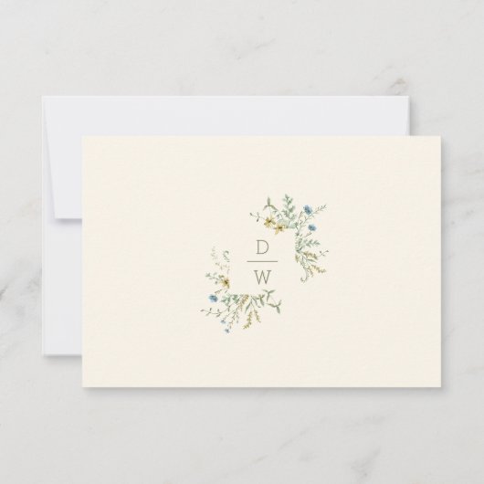 Elfenbeindelikate Wildblume Moderne Boho Wedding RSVP Karte (Rückseite)