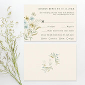 Elfenbeindelikate Wildblume Moderne Boho Wedding RSVP Karte