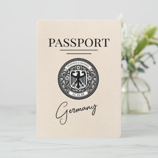 Elfenbeindeutschland - Pass Save the Date (Stehend Vorderseite)