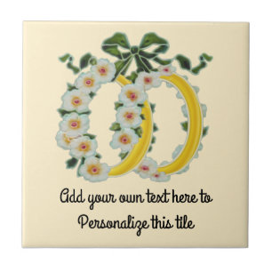 Elfenbeindoppellinge und Blume Repro Antiquitäten Fliese