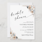 Elfenbeindusche und Blauer Boho Bridal Einladung (Vorderseite)