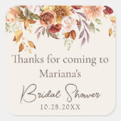 Elfenbeinfall Blumenfavoriten für Brautpartys Quadratischer Aufkleber (Vorderseite)