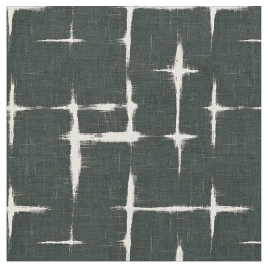 Elfenbeinfarbe Abstrakt auf Forest Green Linen Stoff (Nahaufnahme)