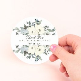 Elfenbeinfarben Blumengrün Hochzeit Runder Aufkleber