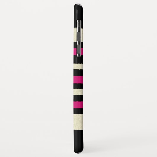 Elfenbeinfarben und rosa Streifen Cooles einfaches Case-Mate iPhone Hülle (Hinten/Links)