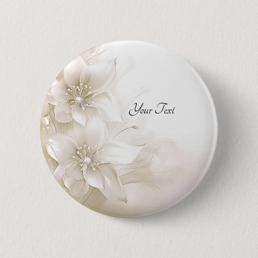 Elfenbeinfarbene Blumen-Taste Button (Vorderseite)