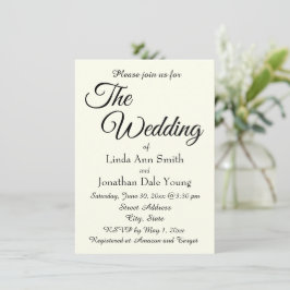 Elfenbeinfarbene einfache Hochzeit Einladung