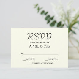 Elfenbeinfarbene einfache Hochzeit RSVP Karte