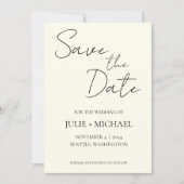 Elfenbeinfarbene einfache Hochzeit Save The Date (Vorderseite)