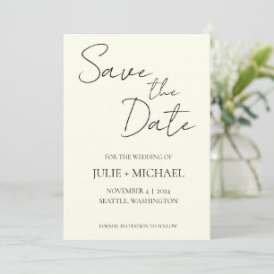 Elfenbeinfarbene einfache Hochzeit Save The Date