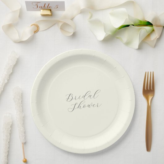 Elfenbeinfarbene einfache Hochzeitsdusche Pappteller (Hochzeit)