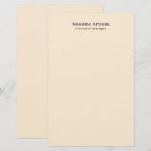 Elfenbeinfarbene einfache professionelle moderne m briefpapier (Vorne/Hinten)