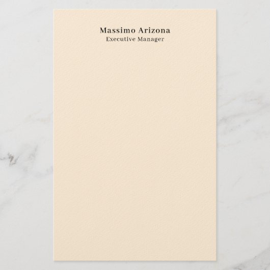 Elfenbeinfarbene einfache professionelle moderne m briefpapier (Vorderseite)