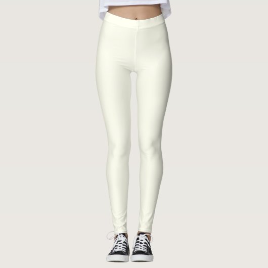Elfenbeinfarbene einfarbige Fläche Leggings (Vorderseite)