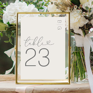 Elfenbeinfarbene moderne Monogramm-Hochzeit Tischnummer