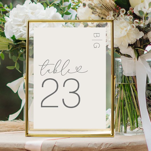 Elfenbeinfarbene moderne Monogramm-Hochzeit Tischnummer