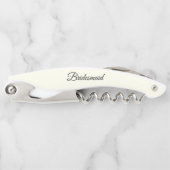 Elfenbeinfarbene personalisierte Brautjungfer Hoch Kellnermesser (Vorderseite)