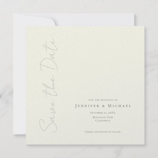 Elfenbeinfarbene professionelle minimalistische mo save the date (Vorderseite)