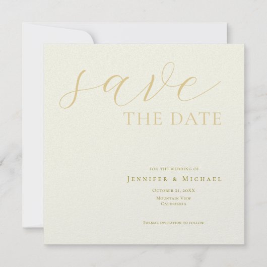 Elfenbeinfarbene professionelle minimalistische mo save the date (Vorderseite)
